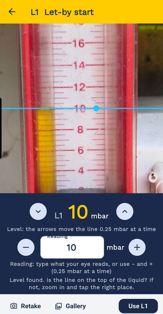 The reader finds the level on your photo and reads it